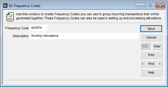 Preparing for Recurring Allocations (Frequency Codes)