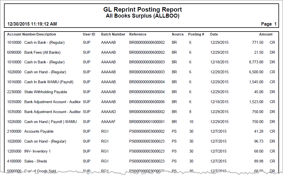 Reprint Posting Report