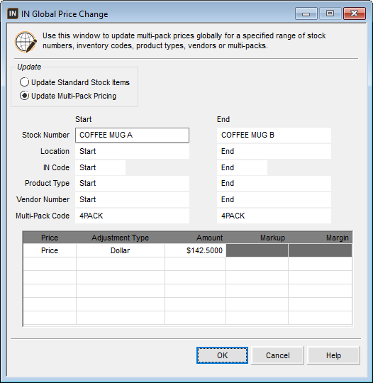 Changing Pricing of Multi-Pack Stock Items