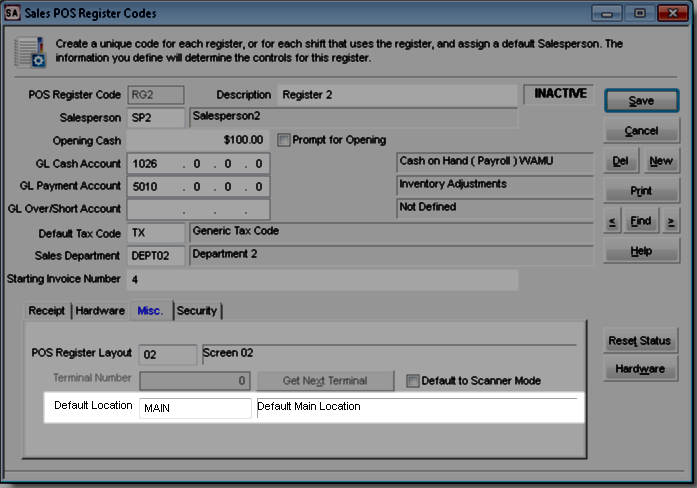 Specify the Primary Location for Registers
